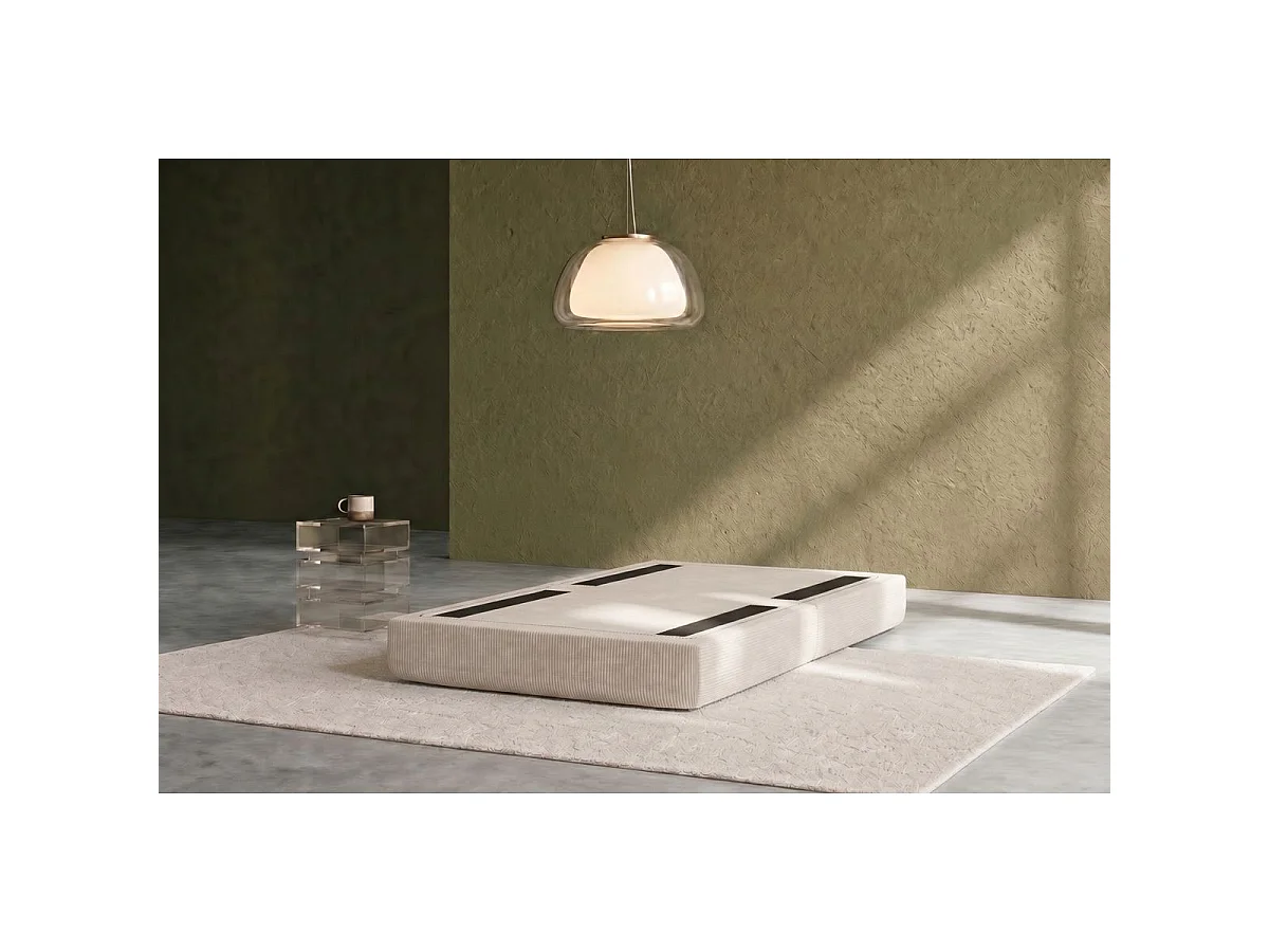 Pouf modulable et convertible - Velours côtelé - Blanc