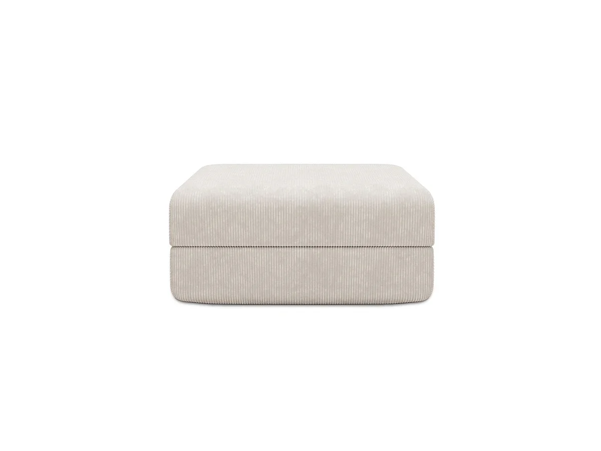 Pouf modulable et convertible - Velours côtelé - Blanc