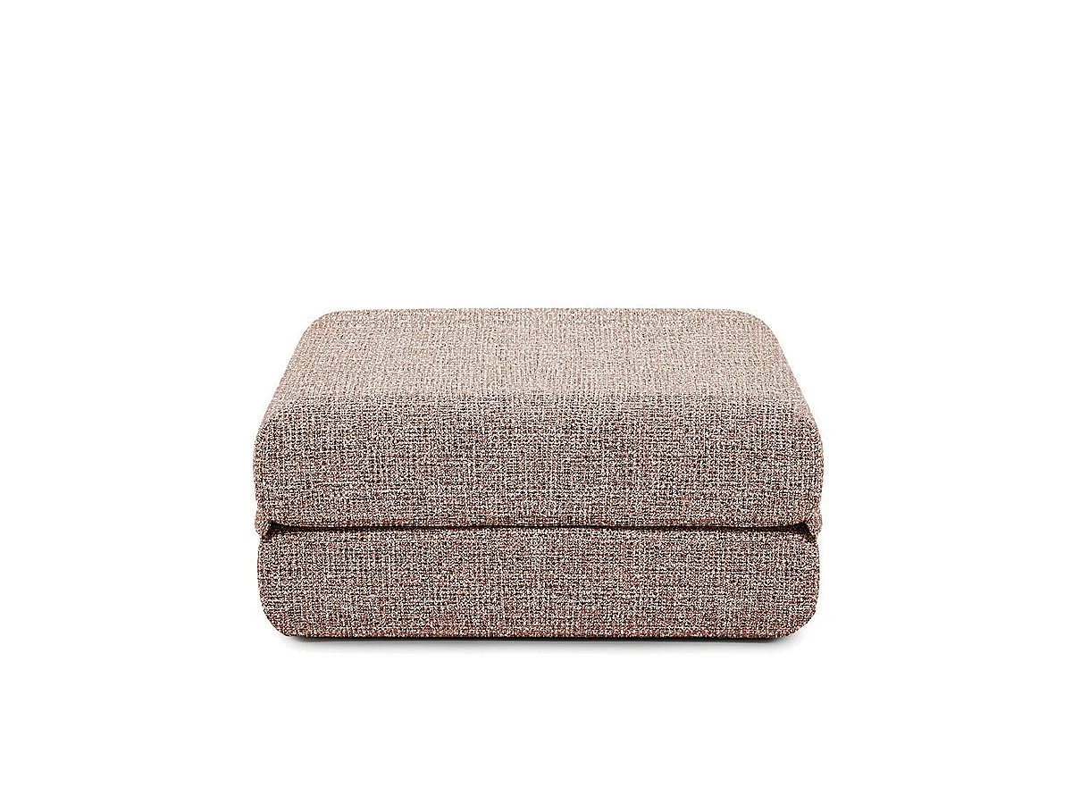 Pouf modulable et convertible - Tissu tweed - Rouge