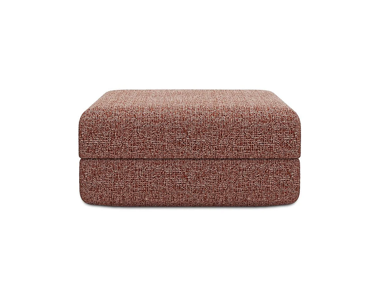 Pouf modulable et convertible - Tissu tweed - Rouge