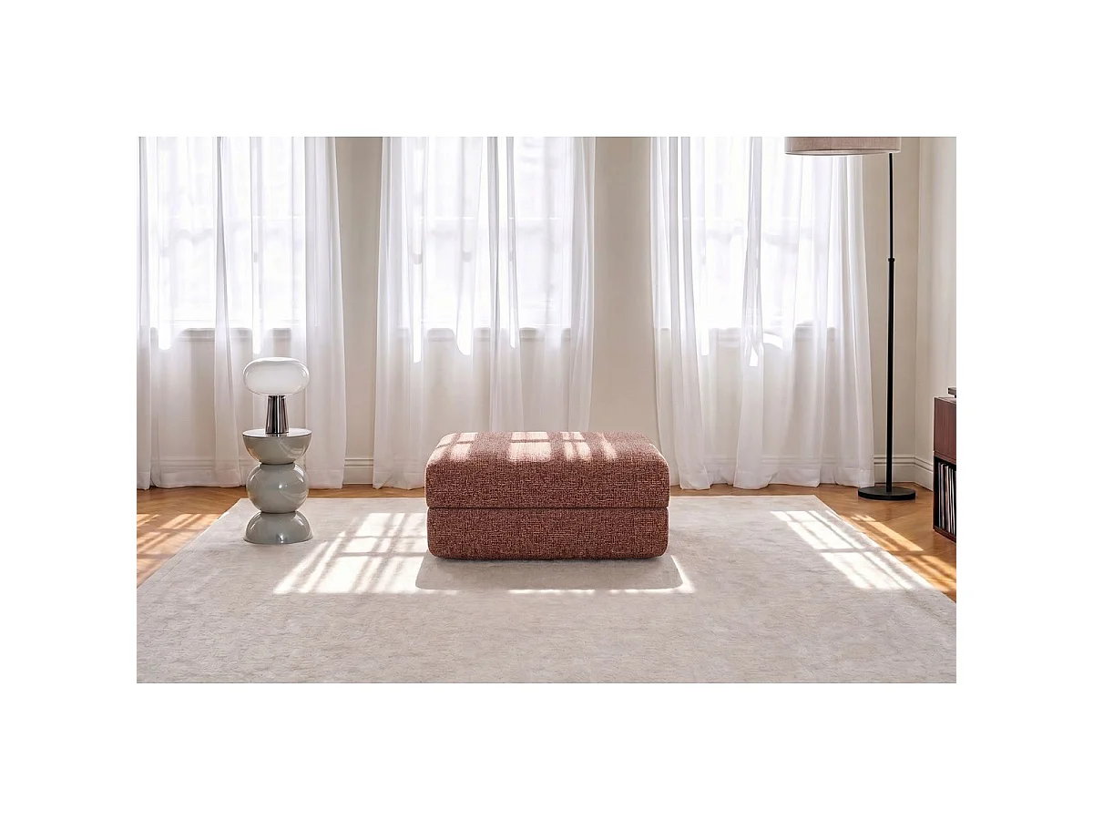 Pouf convertible et modulable - Tissu tweed Rouge