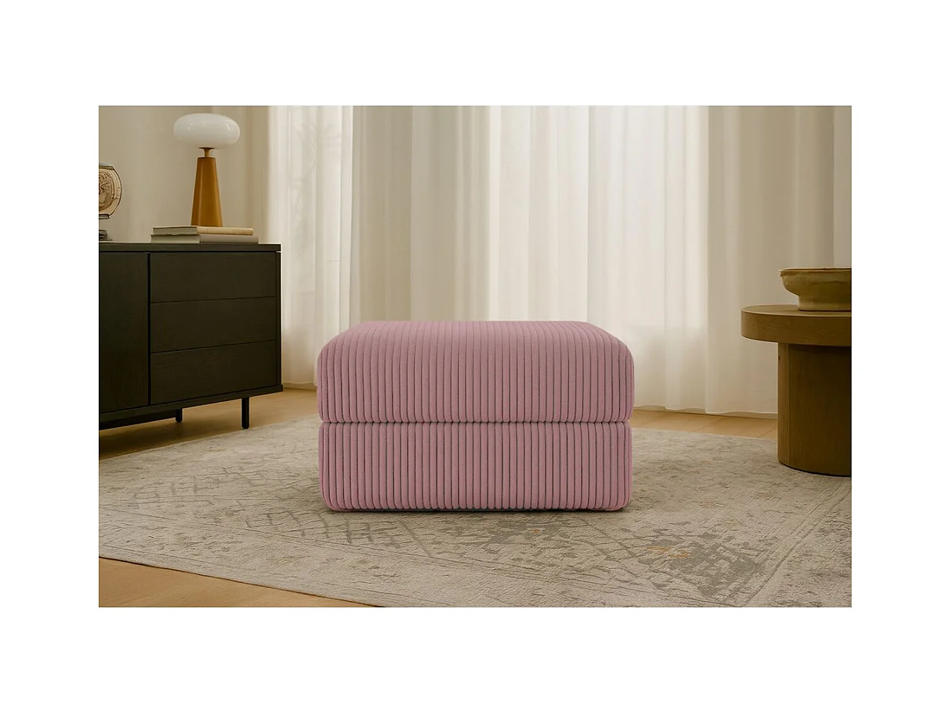 Pouf modulable et convertible - Velours côtelé XL - Rose