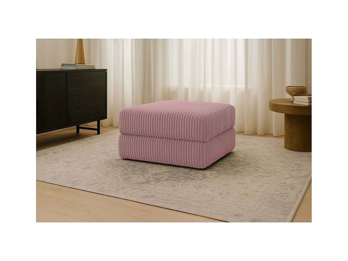 Pouf modulable et convertible - Velours côtelé XL - Rose