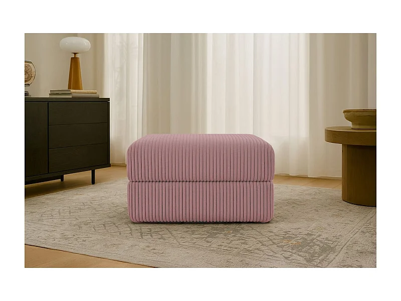 Pouf modulable et convertible - Velours côtelé XL - Rose