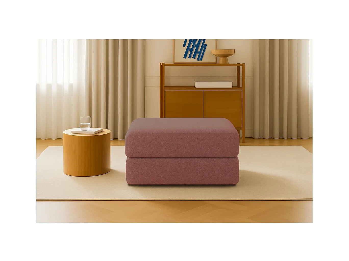 Pouf modulable et convertible - Tissu lisse - Terracotta