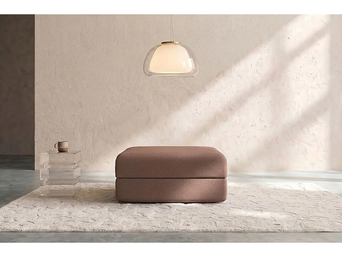 Pouf modulable et convertible - Tissu lisse - Terracotta