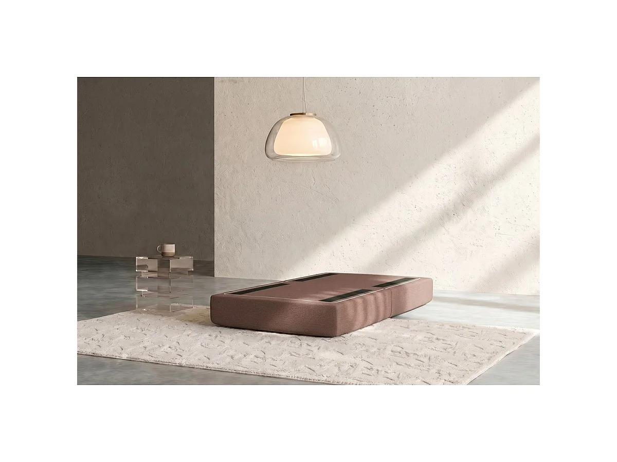 Pouf modulable et convertible - Tissu lisse - Terracotta