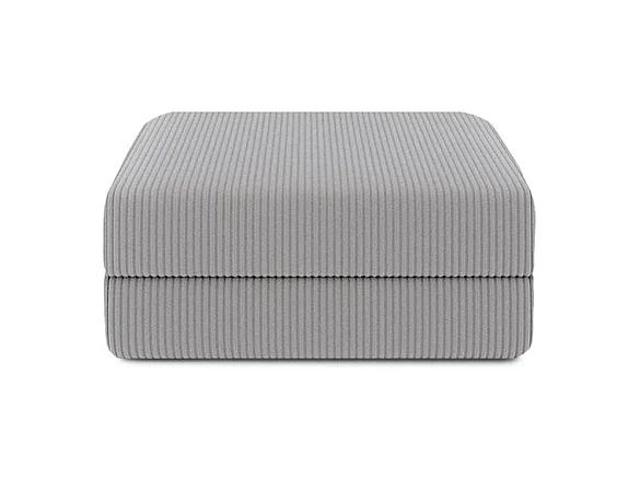 Pouf modulable et convertible - Velours côtelé - Gris clair