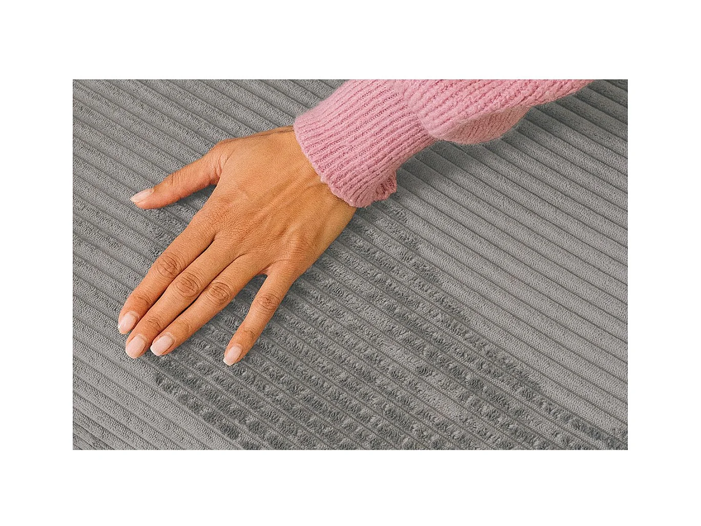 Pouf modulable et convertible - Velours côtelé - Gris clair