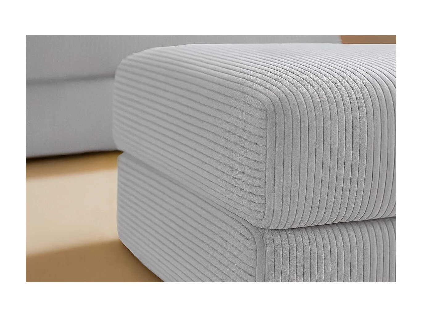 Pouf modulable et convertible - Velours côtelé - Gris clair