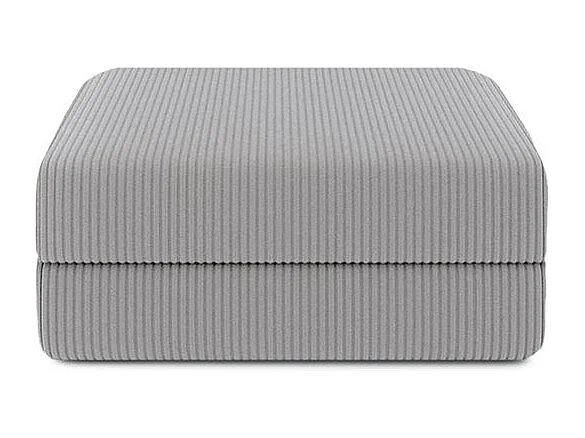 Pouf modulable et convertible - Velours côtelé - Gris clair