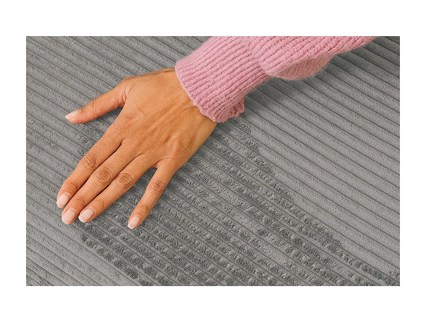 Pouf modulable et convertible - Velours côtelé - Gris clair