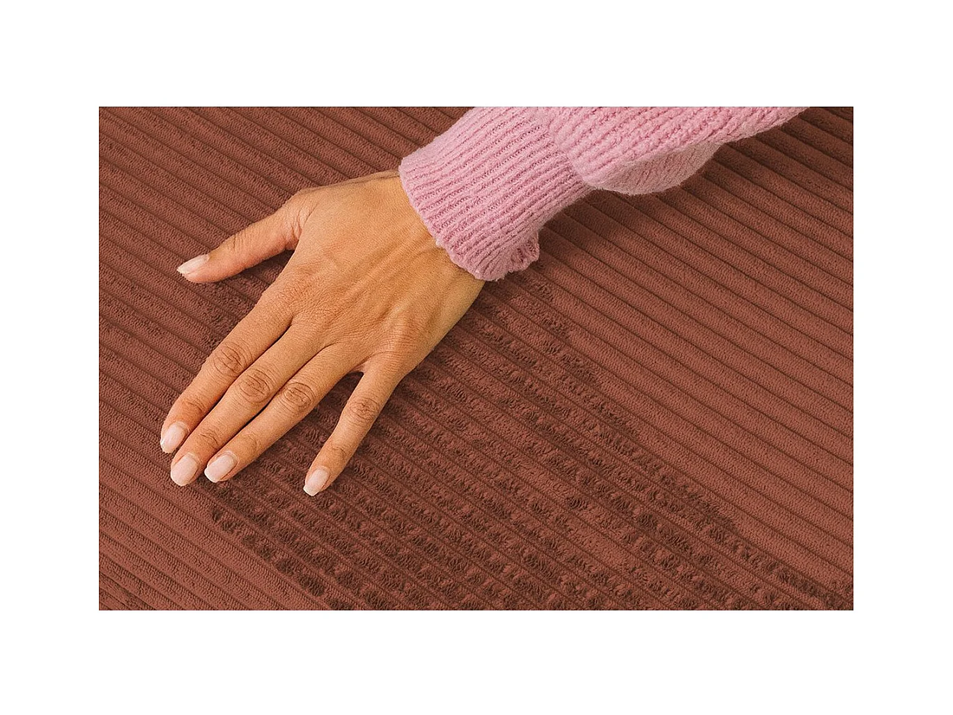 Pouf modulable et convertible - Velours côtelé - Terracotta