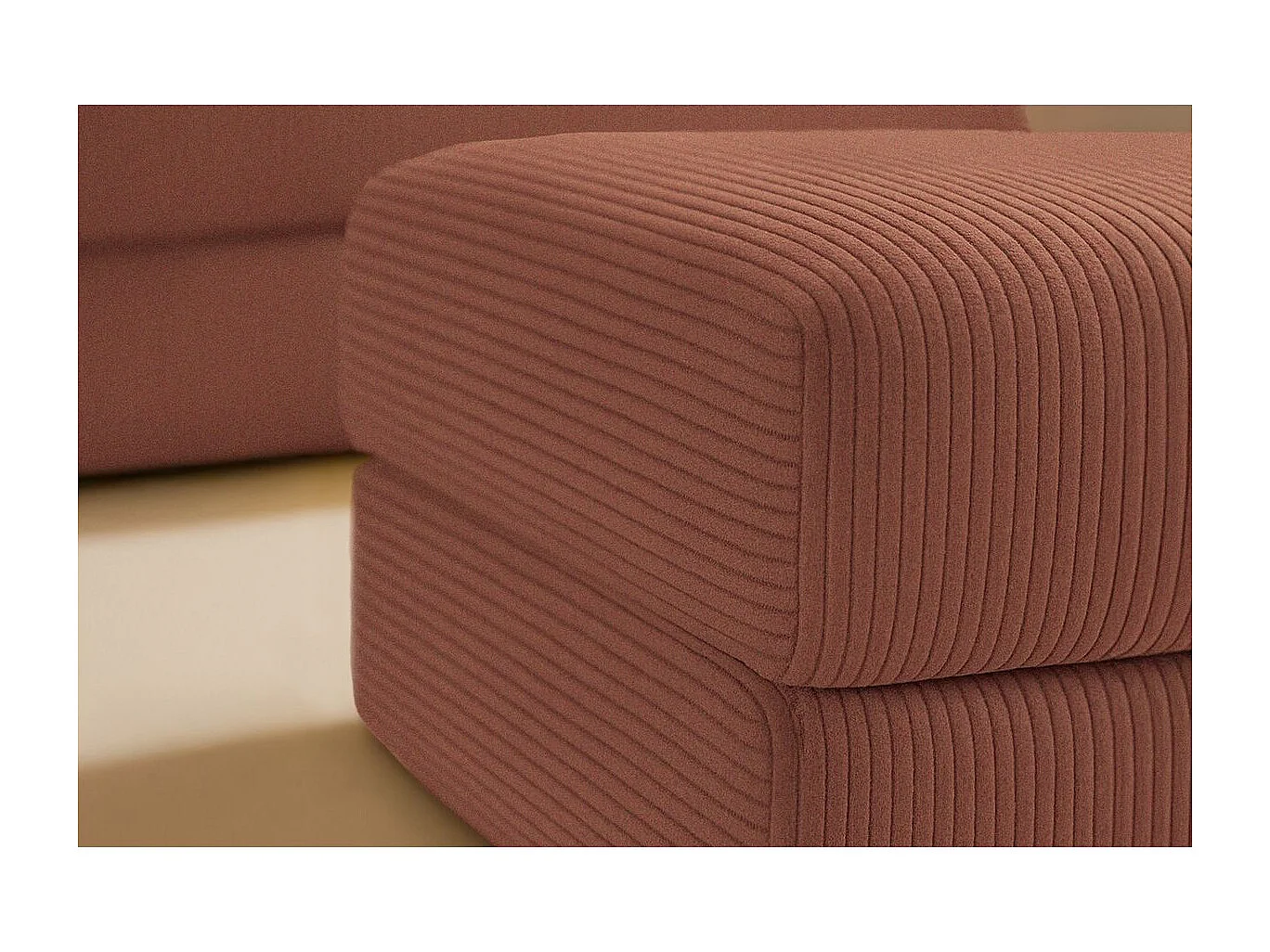 Pouf modulable et convertible - Velours côtelé - Terracotta