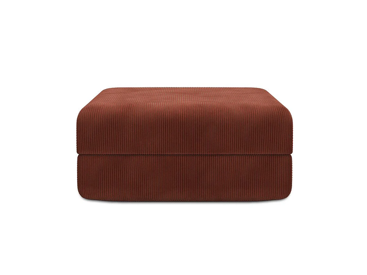 Pouf modulable et convertible - Velours côtelé - Terracotta
