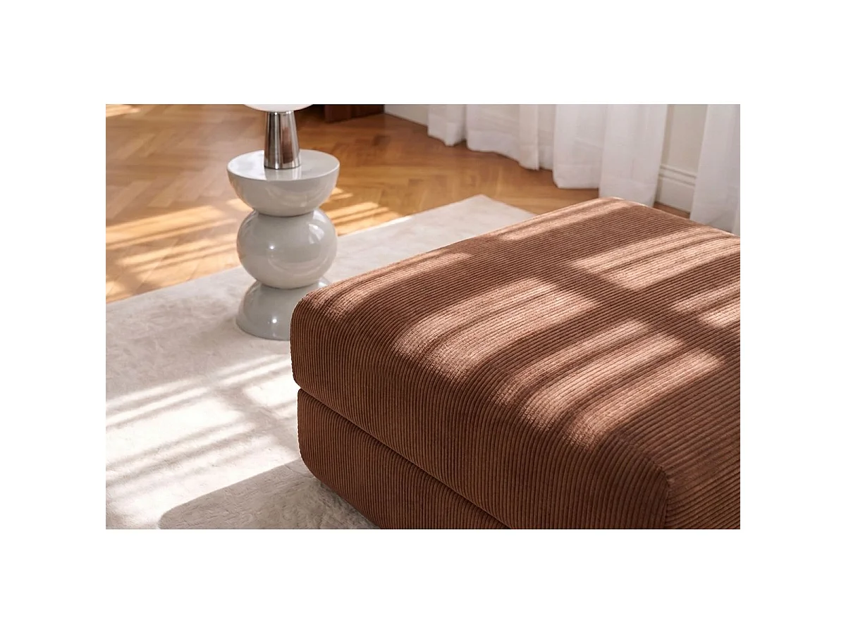 Pouf modulable et convertible - Velours côtelé - Terracotta