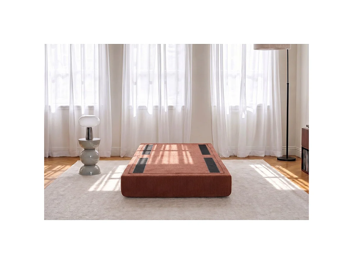 Pouf modulable et convertible - Velours côtelé - Terracotta