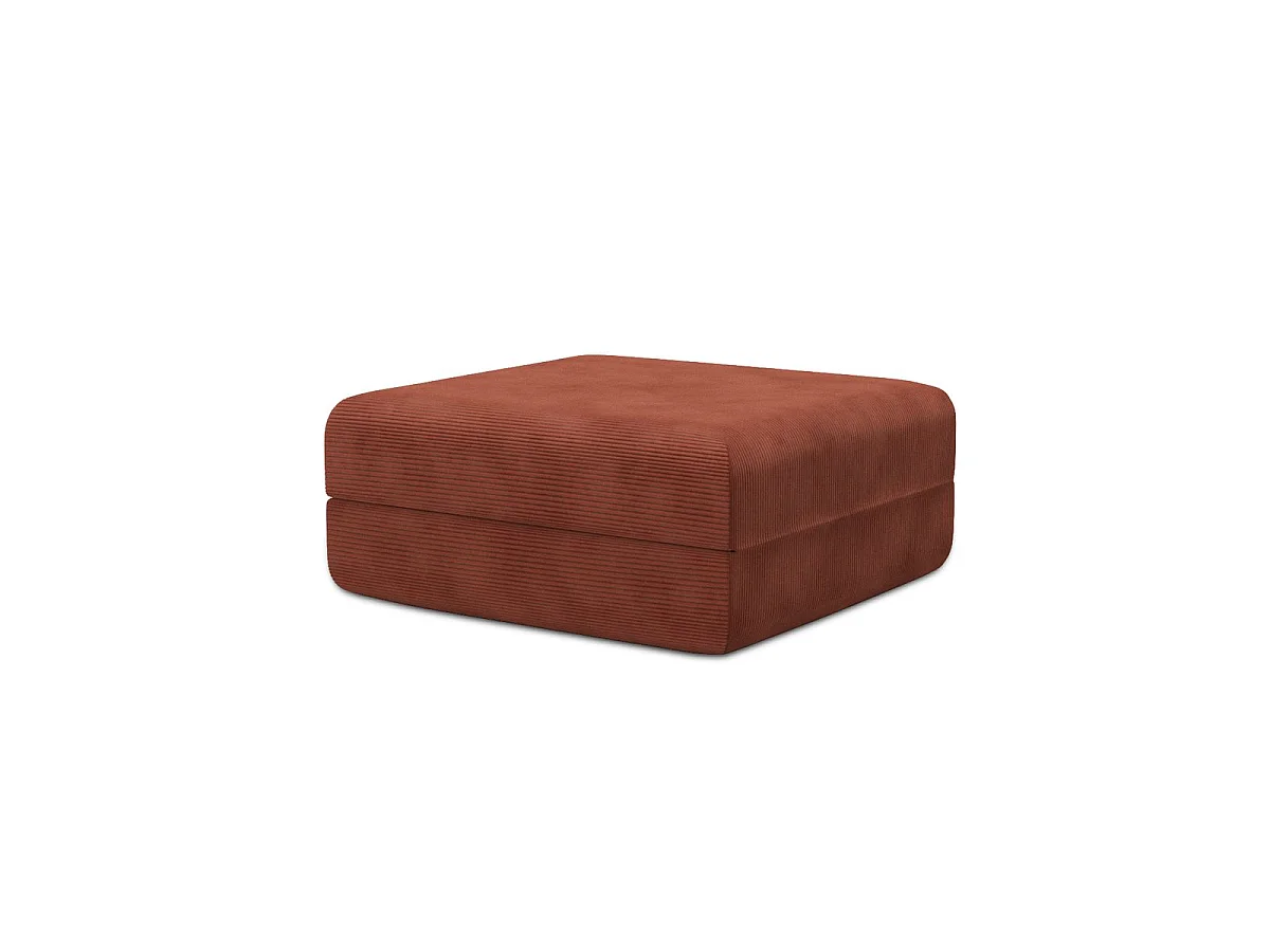 Pouf modulable et convertible - Velours côtelé - Terracotta
