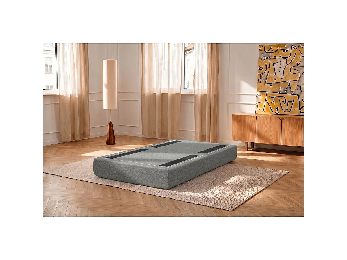 Pouf modulable et convertible - Tissu lisse - Gris