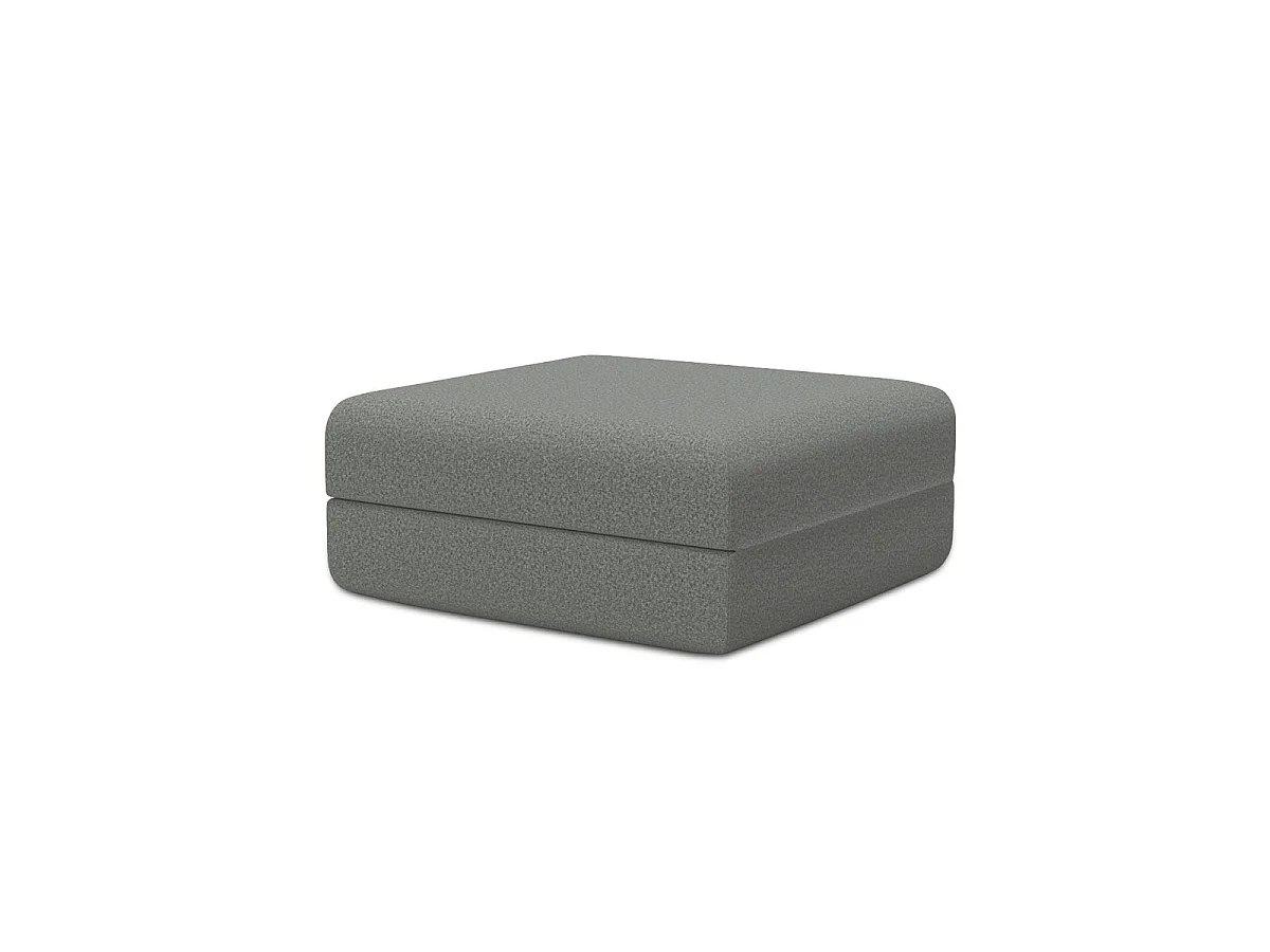 Pouf modulable et convertible - Tissu lisse - Gris