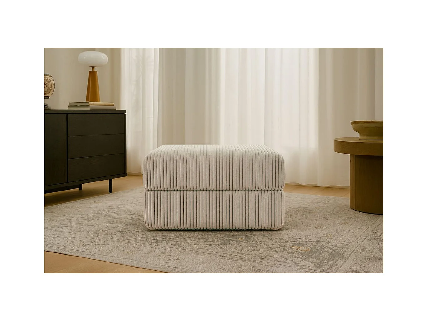 Pouf modulable et convertible - Velours côtelé XL - Taupe