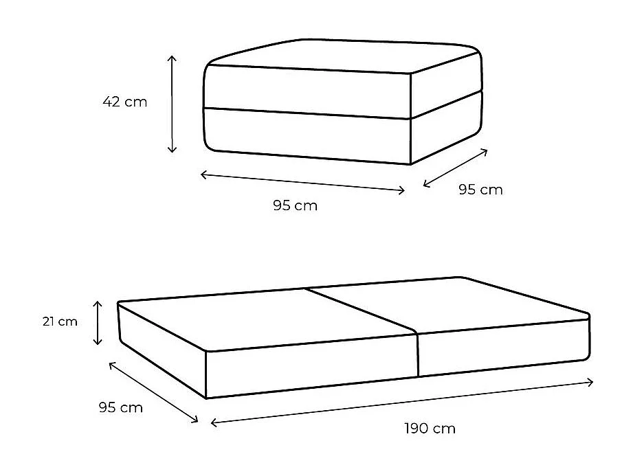 Pouf modulable et convertible - Velours côtelé XL - Taupe