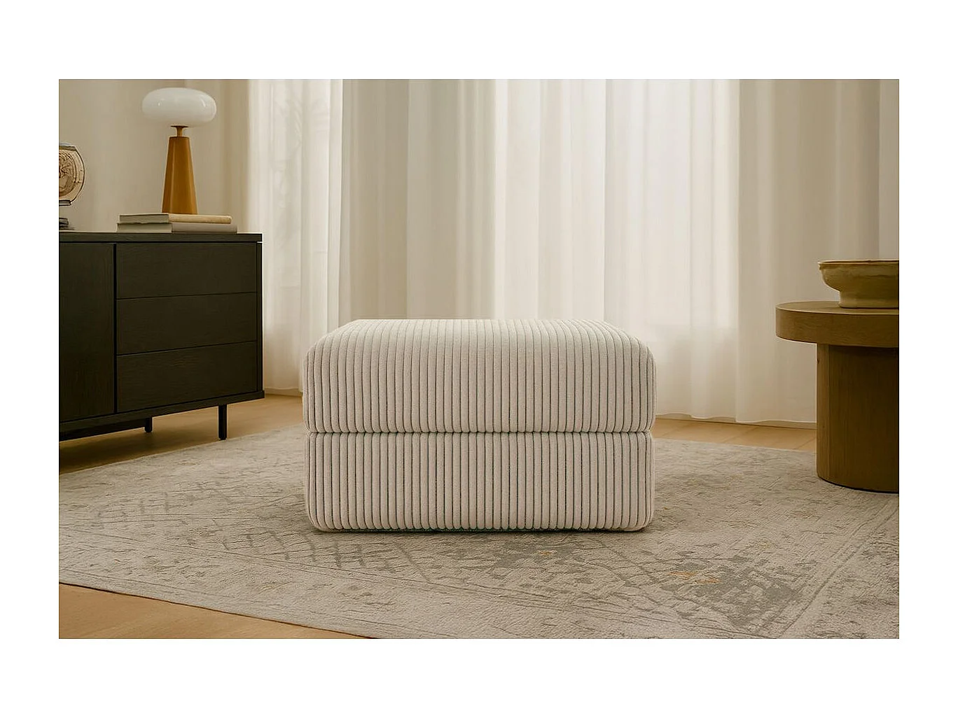 Pouf modulable et convertible - Velours côtelé XL - Taupe