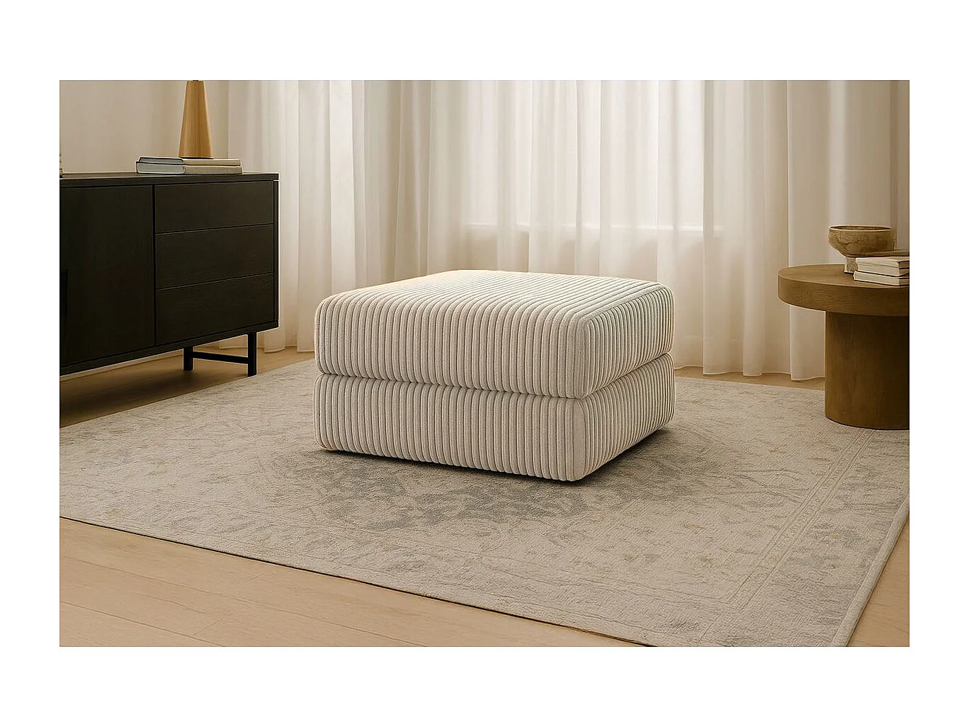 Pouf modulable et convertible - Velours côtelé XL - Taupe