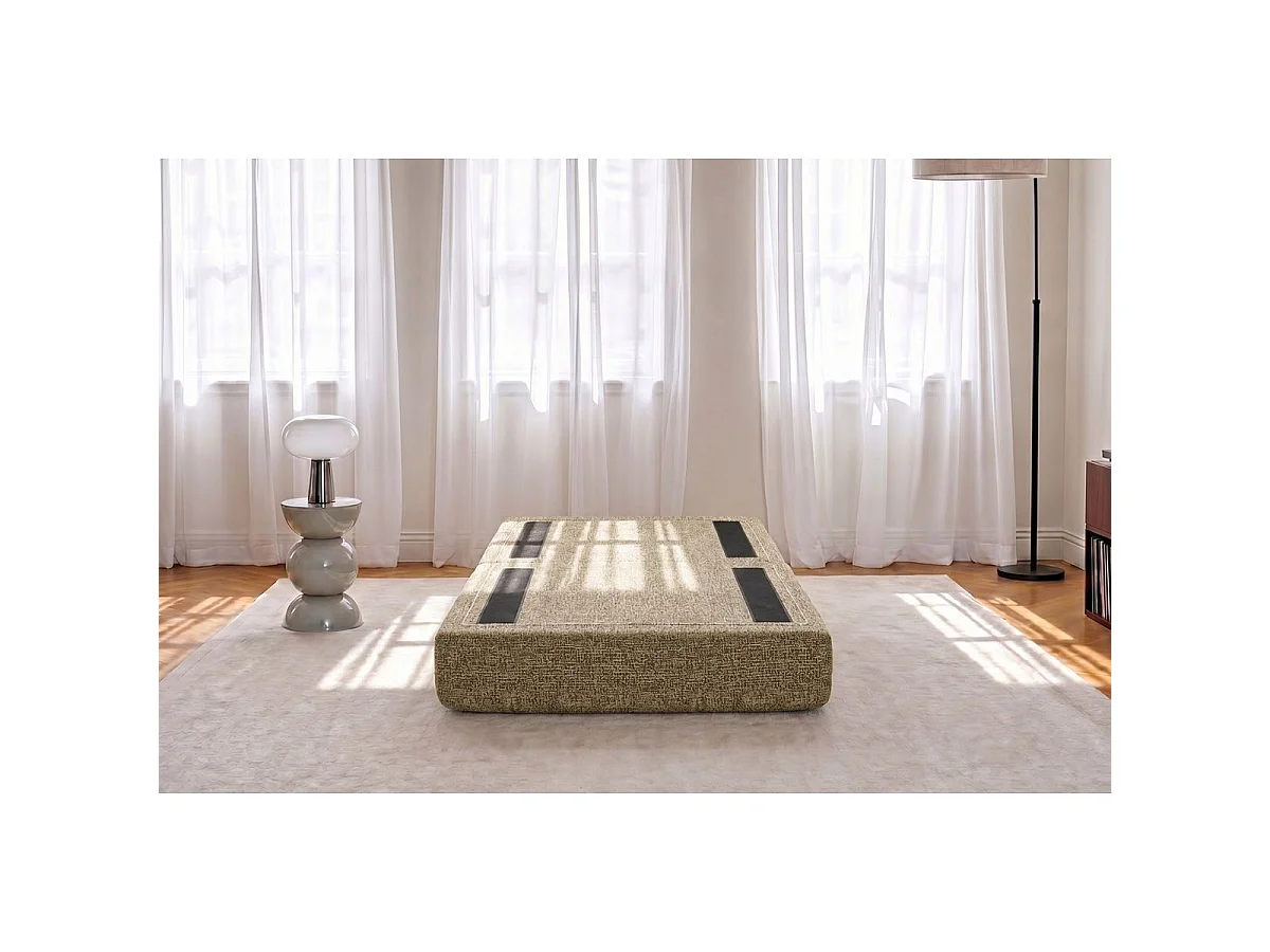 Pouf modulable et convertible - Tissu tweed - Vert