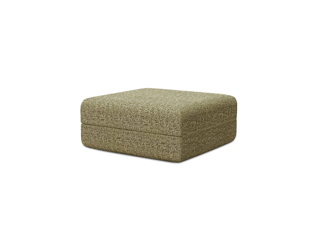 Pouf modulable et convertible - Tissu tweed - Vert