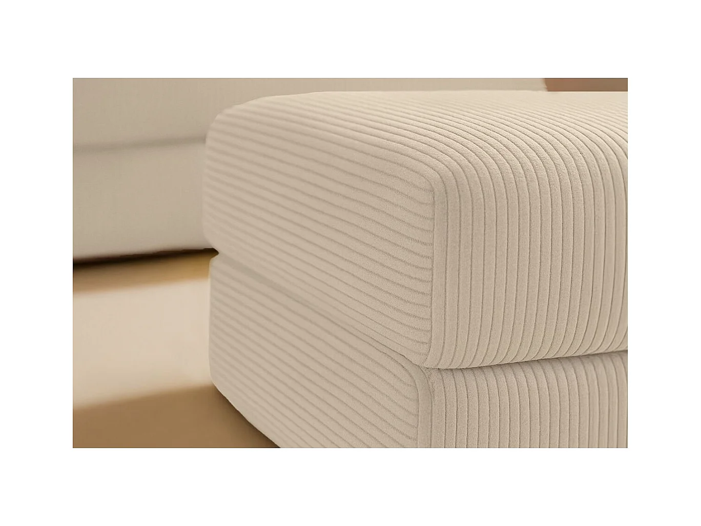 Pouf modulable et convertible - Velours côtelé - Beige