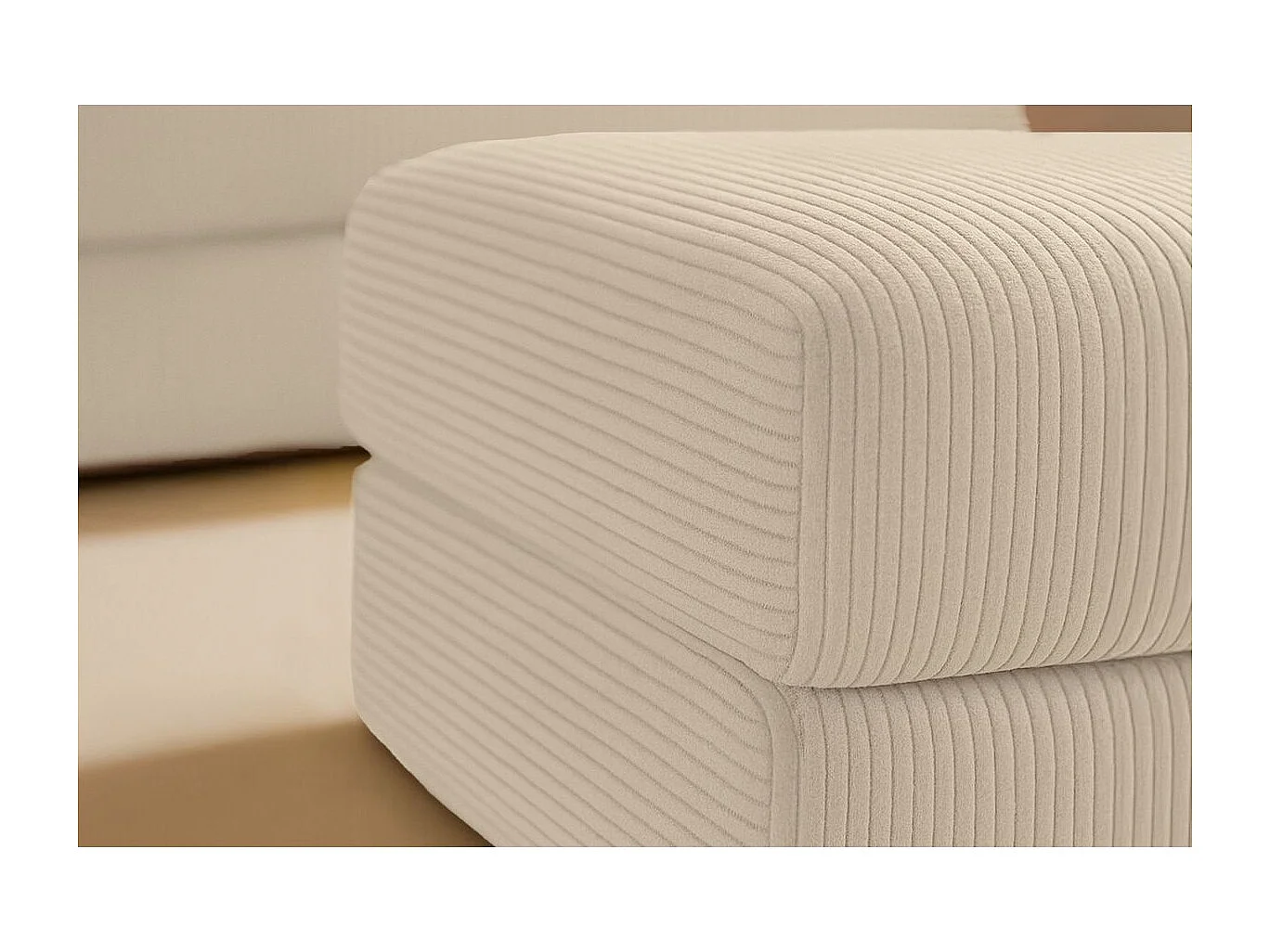 Pouf modulable et convertible - Velours côtelé - Beige