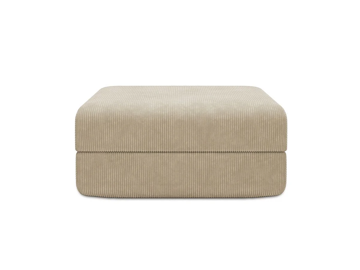 Pouf modulable et convertible - Velours côtelé - Beige
