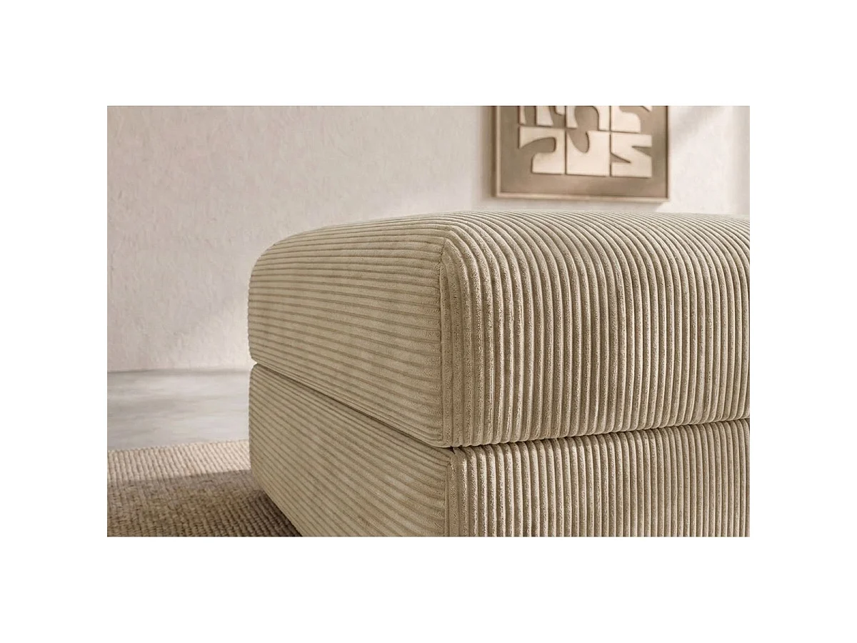 Pouf modulable et convertible - Velours côtelé - Beige