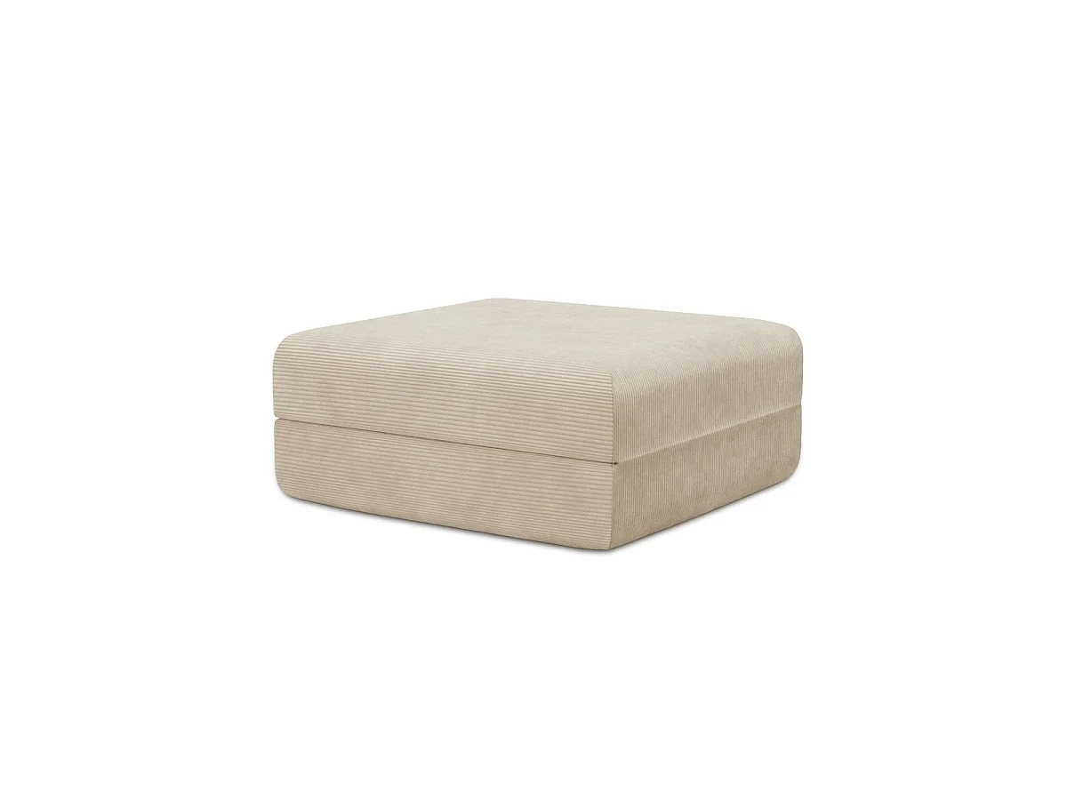 Pouf modulable et convertible - Velours côtelé - Beige