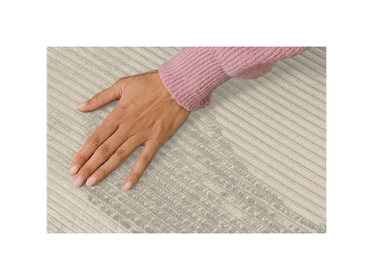 Pouf modulable et convertible - Velours côtelé - Beige