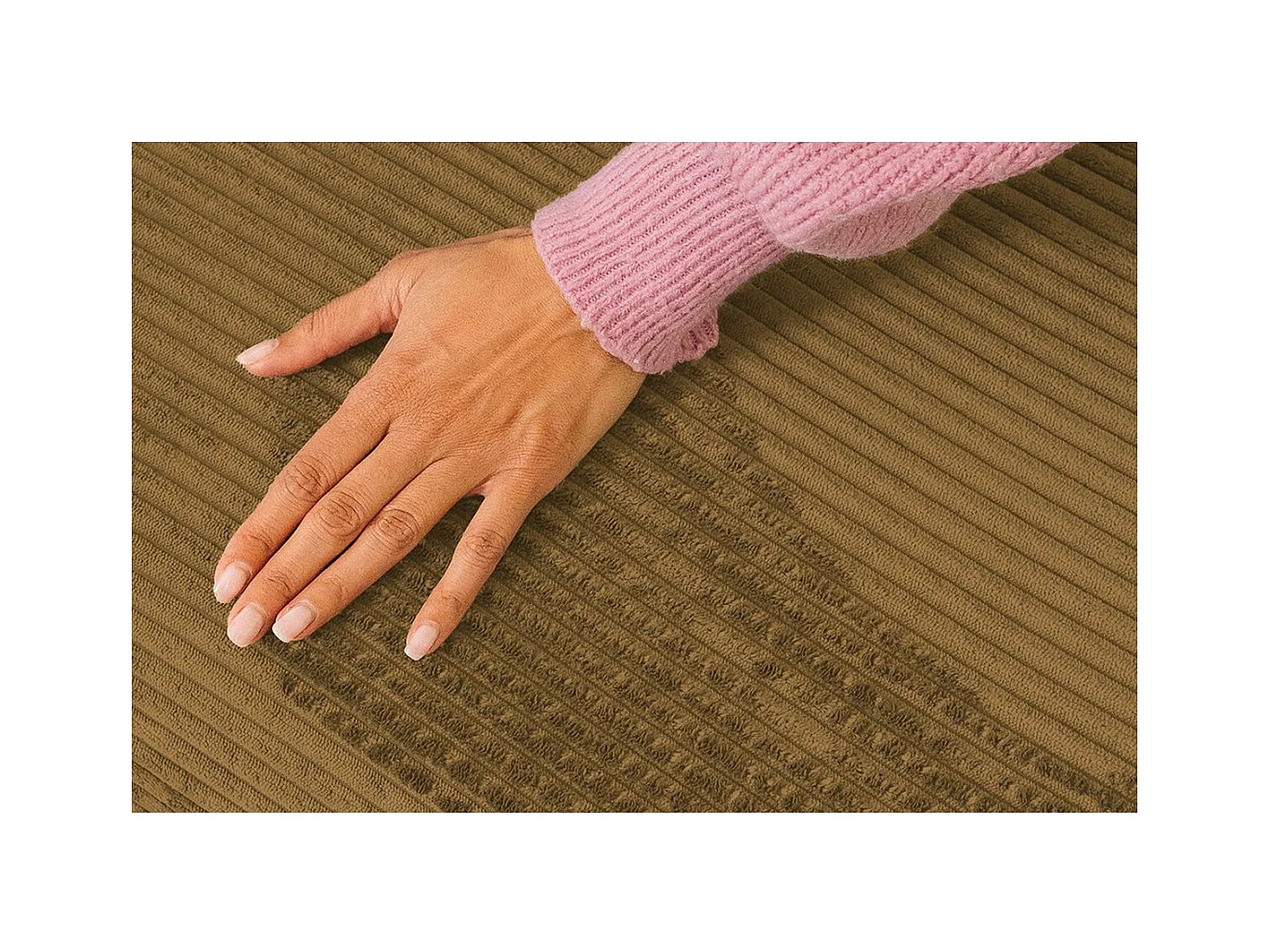 Pouf modulable et convertible - Velours côtelé - Jaune