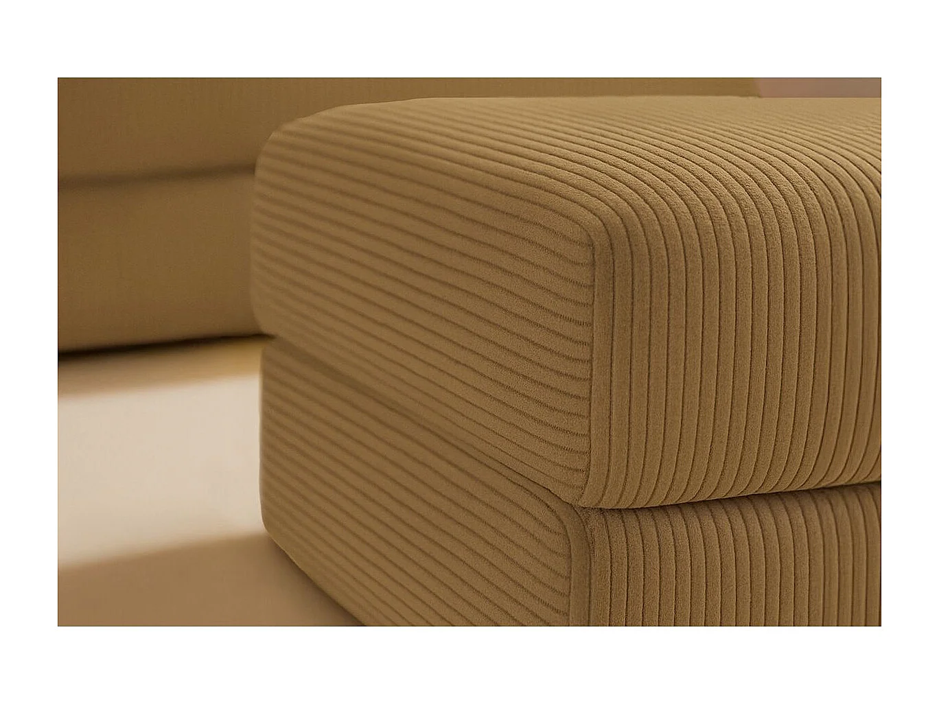 Pouf modulable et convertible - Velours côtelé - Jaune
