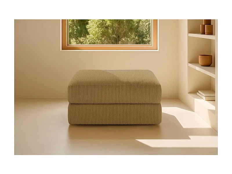 Pouf modulable et convertible - Velours côtelé - Jaune