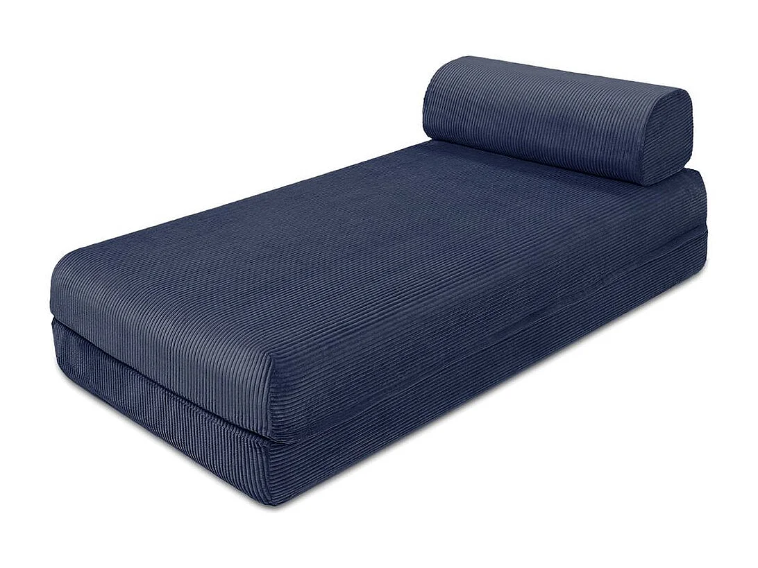 Canapé d'angle modulable et convertible 5 places - Velours côtelé - Bleu