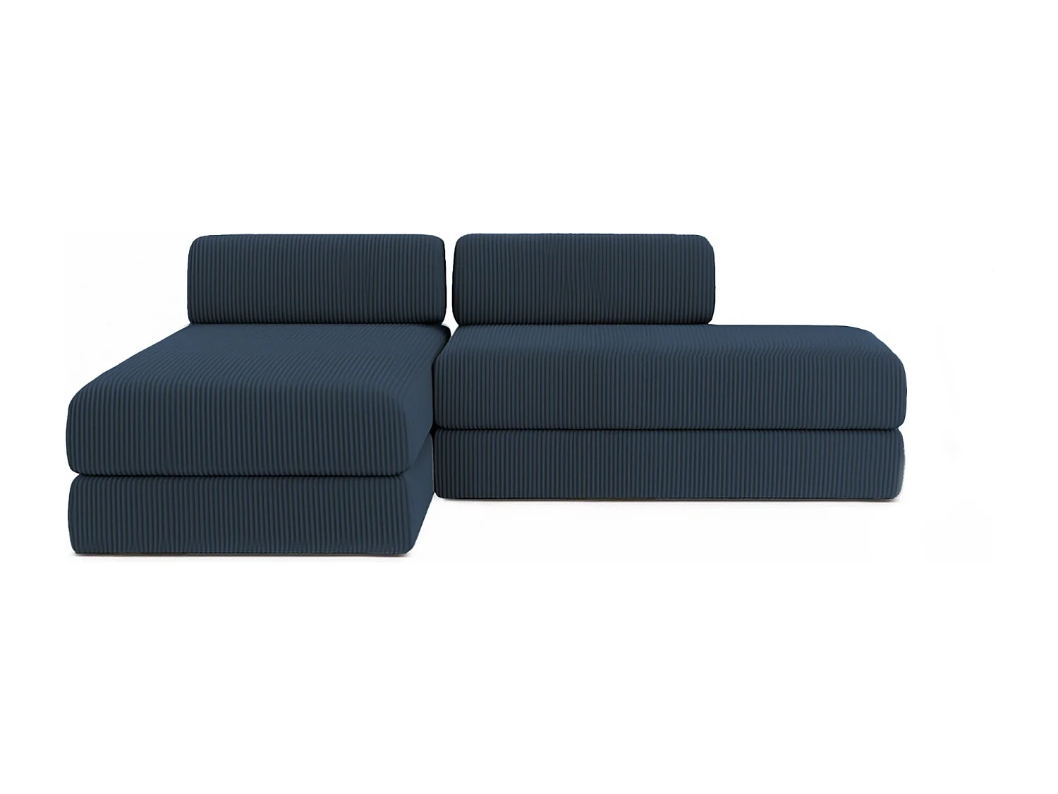 Canapé d'angle modulable et convertible 5 places - Velours côtelé - Bleu