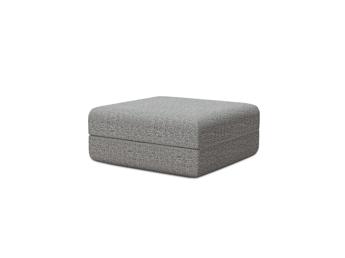 Pouf modulable et convertible - Tissu tweed - Gris