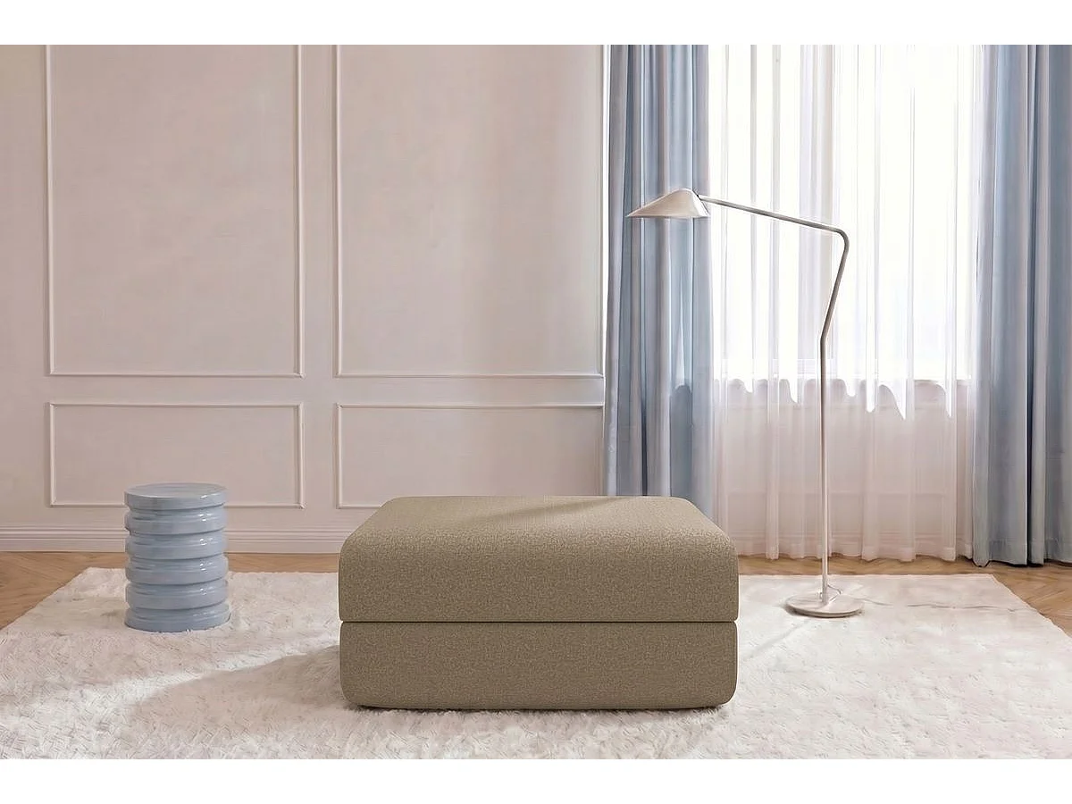 Pouf modulable et convertible - Tissu lisse - Marron
