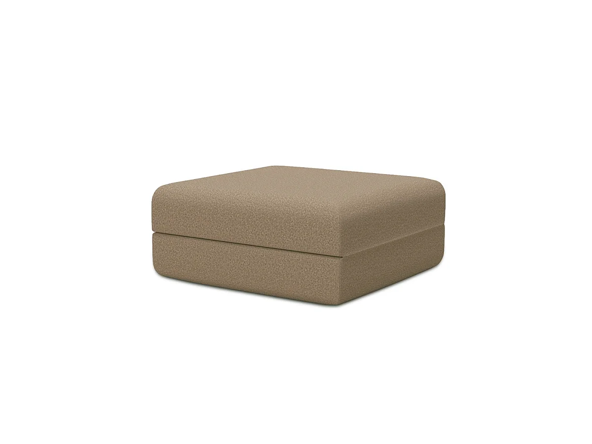 Pouf modulable et convertible - Tissu lisse - Marron