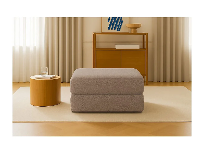 Pouf modulable et convertible - Tissu lisse - Marron