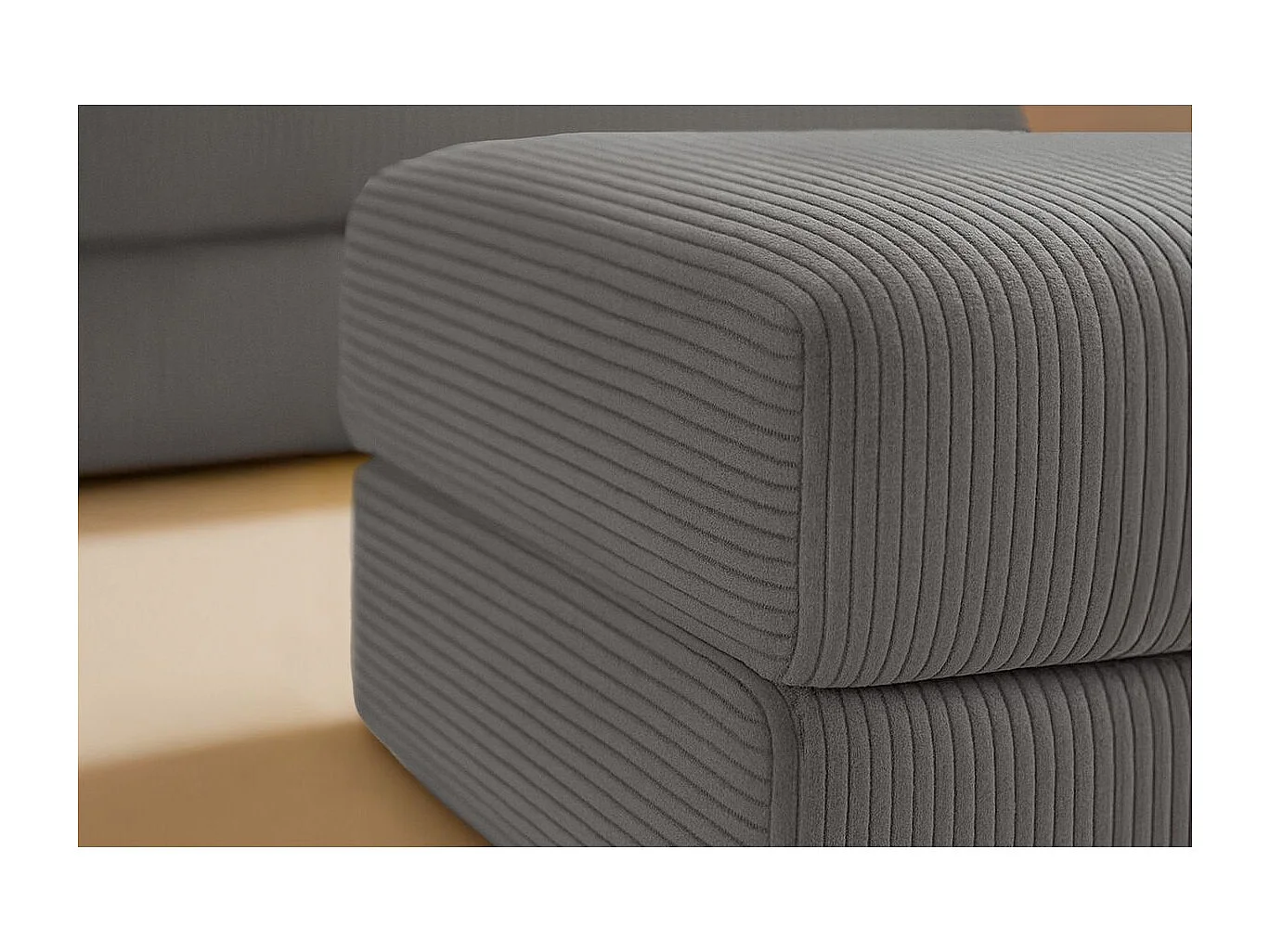 Pouf modulable et convertible - Velours côtelé - Gris