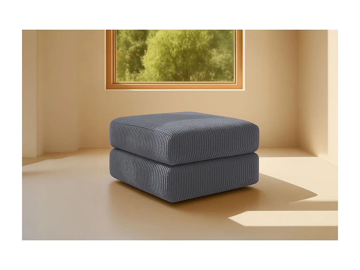 Pouf modulable et convertible - Velours côtelé - Gris