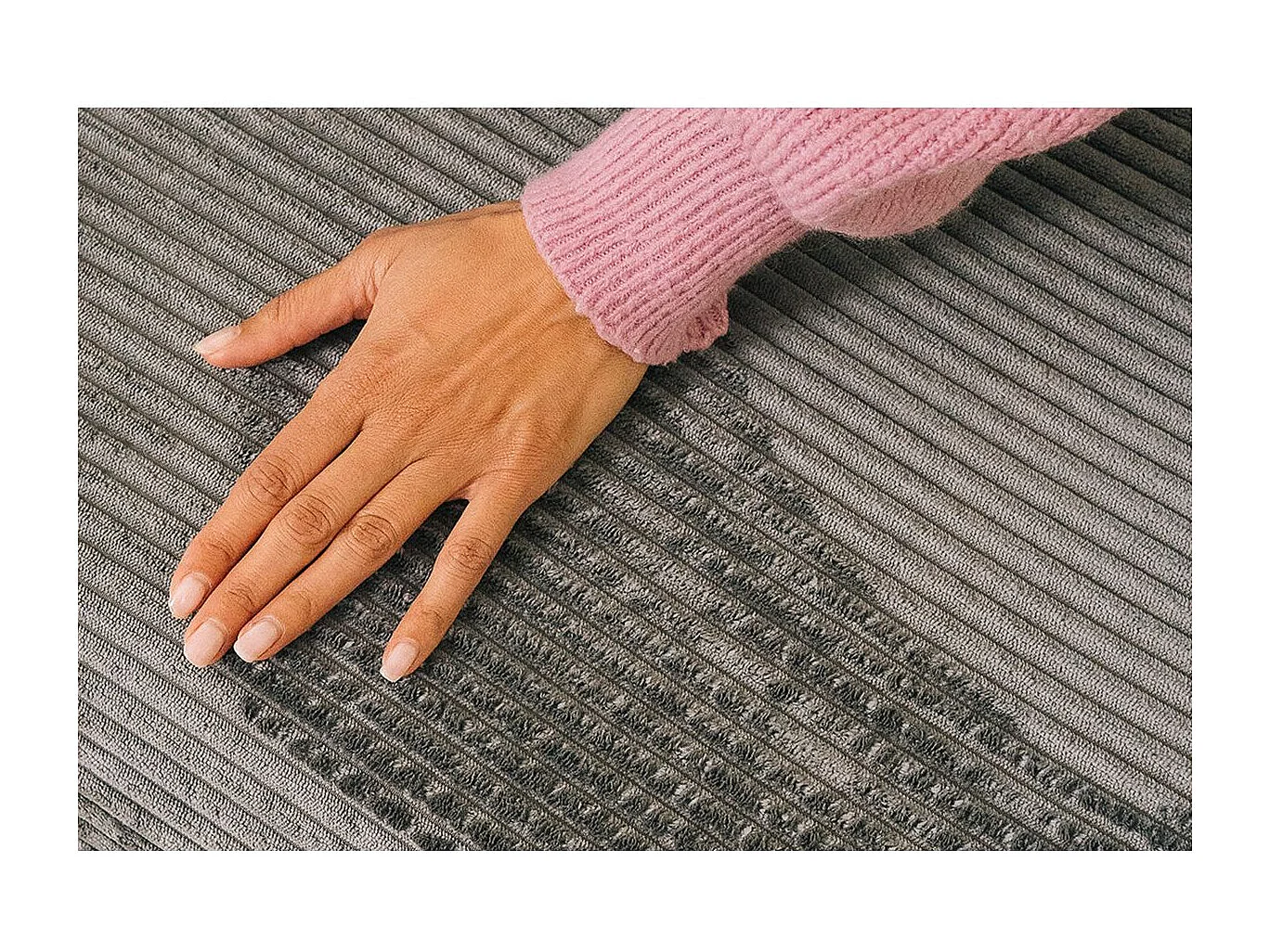 Pouf modulable et convertible - Velours côtelé - Gris