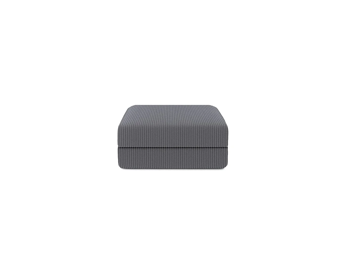 Pouf modulable et convertible - Velours côtelé - Gris