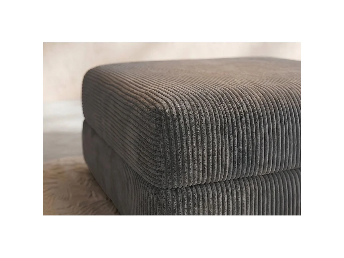 Pouf modulable et convertible - Velours côtelé - Gris